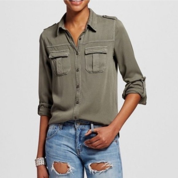 Mossimo Olive Green Utility Long Sleeve 
